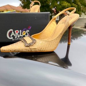 Elegant ladies gold mule shoes brand new